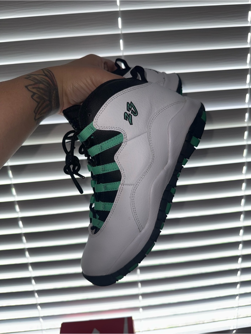 Jordan Kids White and Green Retro Sneakers